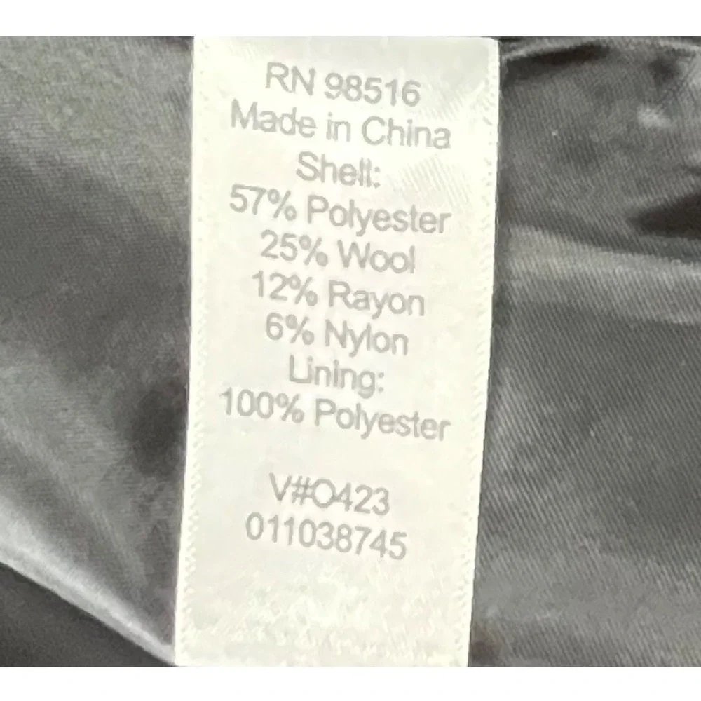 Coldwater Creek Womens Grey Black Damask Wool Blend Blazer Jacket Size 6 Pleated